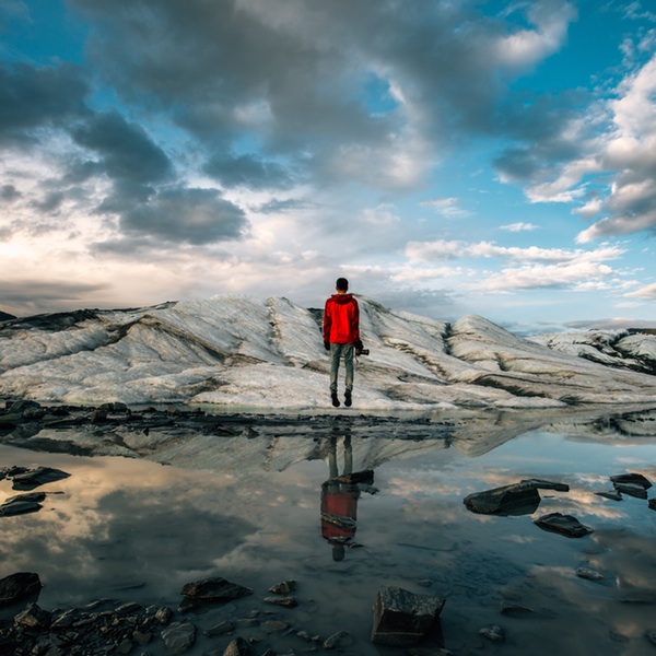 man alone on island